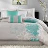 Jane Aqua & Gray Floral King 7-Piece Comforter Set