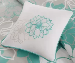 Jane Aqua & Gray Floral King 7-Piece Comforter Set -Deco Haven Shop 810590688 810590687 810590686 810590793 4