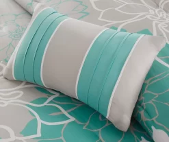 Jane Aqua & Gray Floral King 7-Piece Comforter Set -Deco Haven Shop 810590688 810590687 810590686 810590793 5