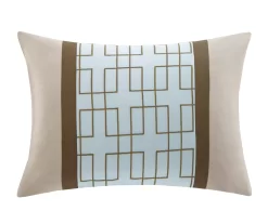 Beverly Light Blue & Brown Color Block California King 7-Piece Comforter Set -Deco Haven Shop 810590778 810590777 810590776 4