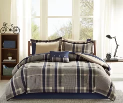 Rick Navy & Beige Crisscross Comforter Set