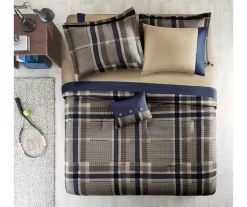 Rick Navy & Beige Crisscross Comforter Set -Deco Haven Shop 810590798 810590797 810590796 810590795 3