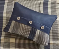 Rick Navy & Beige Crisscross Comforter Set -Deco Haven Shop 810590798 810590797 810590796 810590795 7