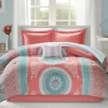 Blaire Coral & Aqua Boho Medallion Twin XL 8-Piece Comforter Set