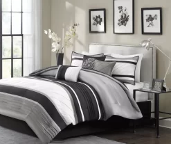 Burnett Color Block Pintuck Comforter Set -Deco Haven Shop 810590857 810590856 810590855 2