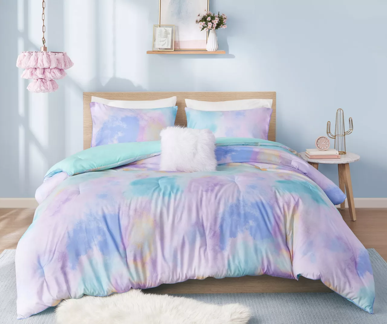 Lisa Aqua & Purple Pastel Watercolor Tie-Dye Twin/Twin XL 3-Piece Comforter Set 1 Lisa Aqua & Purple Pastel Watercolor Tie-Dye Twin/Twin XL 3-Piece Comforter Set