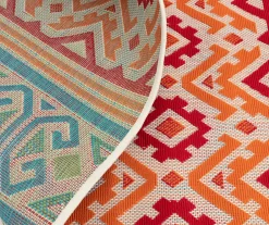 Emeliene Orange & Blue Geometric Linework Outdoor Area Rug, (7.8' X 9.5') 11 Emeliene Orange & Blue Geometric Linework Outdoor Area Rug, (7.8' X 9.5') -Deco Haven Shop 810591266 810591267 810591268 6