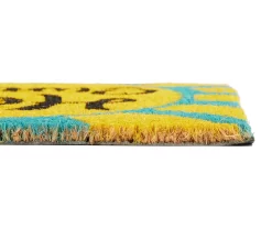 "Hey Sunshine" Yellow & Blue Coir Doomat -Deco Haven Shop 810591697 A8 3