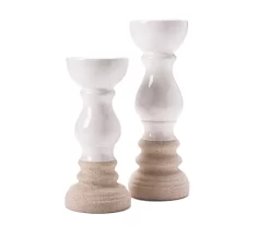 Real Living Grecian Getaway Ivory & Beige Pillar Candle Holder -Deco Haven Shop 810592589 810592526 1 A8