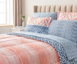 Real Living Coral & Blue Geometric Floral Bed-in-a-Bag Set 26 Real Living Coral & Blue Geometric Floral Bed-in-a-Bag Set -Deco Haven Shop 810593108 B0 1