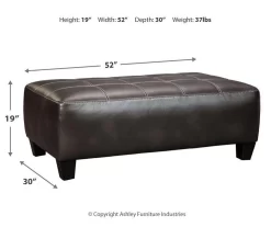 Nokomis Charcoal Faux Leather Oversize Accent Ottoman -Deco Haven Shop 810594650 3