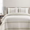 Farmhouse White, Yellow & Gray Stripe Reversible Full/Queen 3-Piece Quilt Set