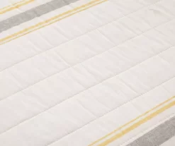 Farmhouse White, Yellow & Gray Stripe Reversible Full/Queen 3-Piece Quilt Set 9 Farmhouse White, Yellow & Gray Stripe Reversible Full/Queen 3-Piece Quilt Set -Deco Haven Shop 810595958 2