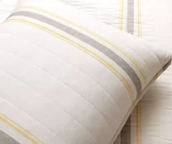 Farmhouse White, Yellow & Gray Stripe Reversible Full/Queen 3-Piece Quilt Set 11 Farmhouse White, Yellow & Gray Stripe Reversible Full/Queen 3-Piece Quilt Set -Deco Haven Shop 810595958 4