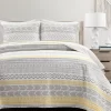Hygge Gray, Yellow & White Geometric Reversible Full/Queen 3-Piece Quilt Set