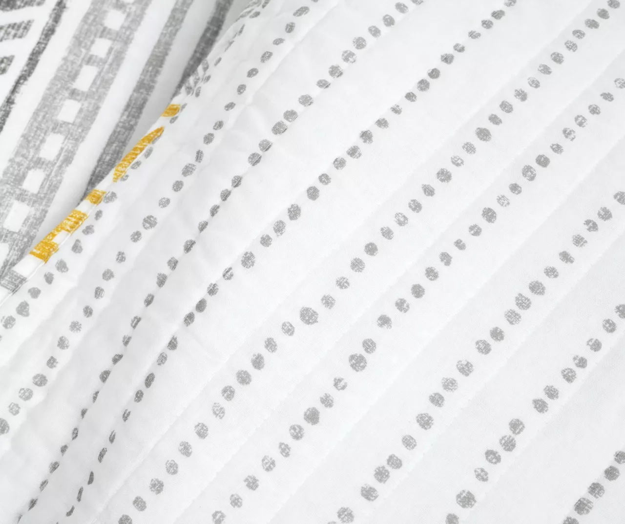 Hygge Gray, Yellow & White Geometric Reversible Full/Queen 3-Piece Quilt Set 4 Hygge Gray, Yellow & White Geometric Reversible Full/Queen 3-Piece Quilt Set - Image 4