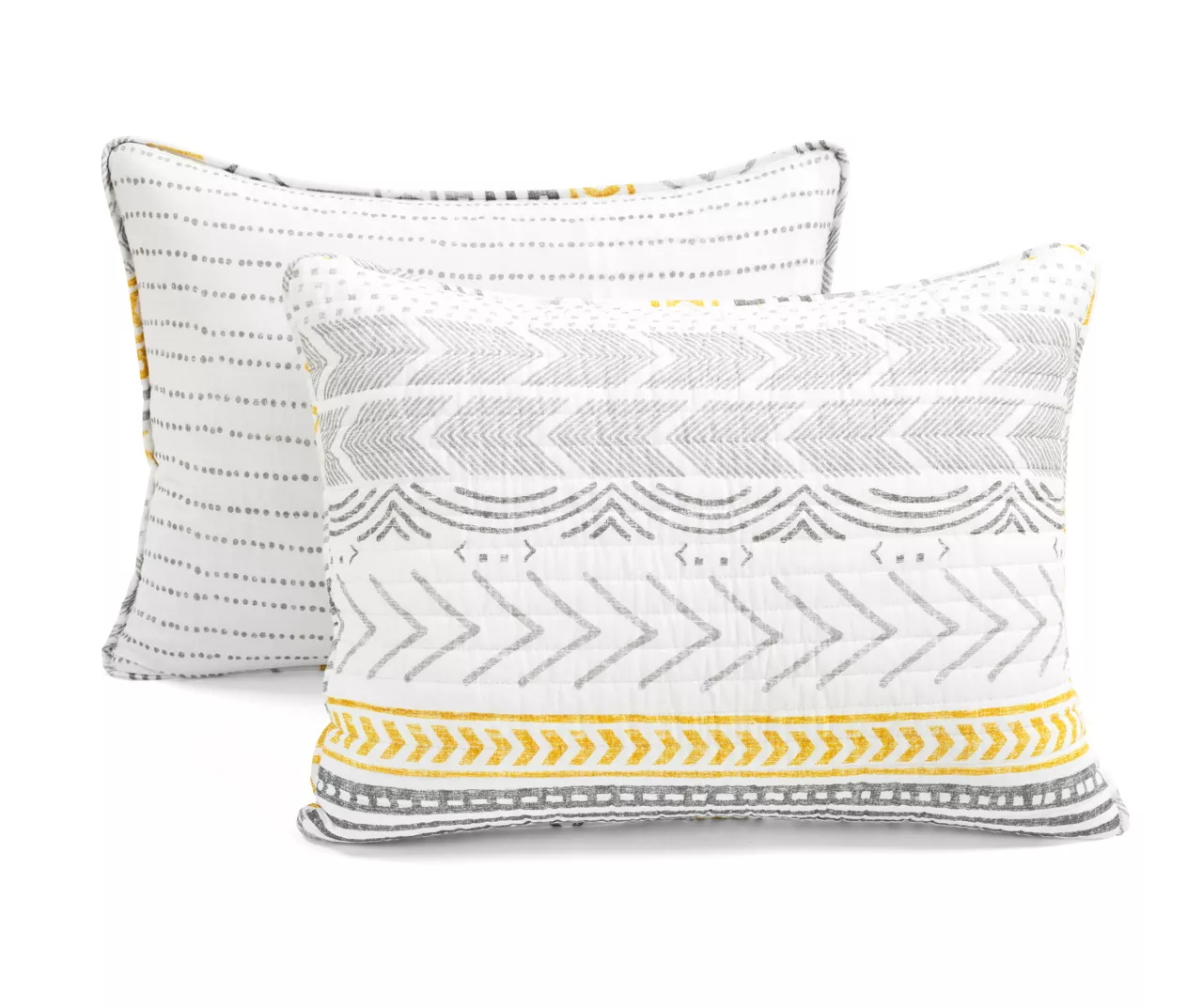 Hygge Gray, Yellow & White Geometric Reversible Full/Queen 3-Piece Quilt Set 7 Hygge Gray, Yellow & White Geometric Reversible Full/Queen 3-Piece Quilt Set - Image 7