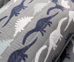 Navy & Gray Dinosaur Reversible Twin 2-Piece Quilt Set -Deco Haven Shop 810596002 3