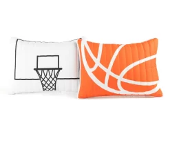 White & Orange Basketball Reversible Full/Queen 5-Piece Quilt Set -Deco Haven Shop 810596047 6