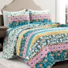 Emily Turquoise & Orange Boho Stripe Reversible Full/Queen 3-Piece Quilt Set