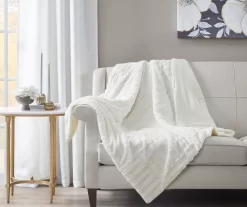 Polar Patchwork Stripe Plush Throw, (50" X 60") -Deco Haven Shop 810598143 1