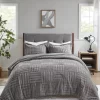 Polar Gray Patchwork Stripe Faux Fur King/California King 3-Piece Comforter Set