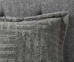 Polar Gray Patchwork Stripe Faux Fur King/California King 3-Piece Comforter Set -Deco Haven Shop 810598144 810598145 810598146 4