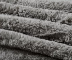 Polar Gray Patchwork Stripe Faux Fur King/California King 3-Piece Comforter Set -Deco Haven Shop 810598144 810598145 810598146 5