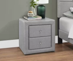 Monarch Linen Upholstered Nightstand -Deco Haven Shop 810598500 B0