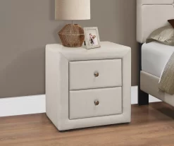 Monarch Linen Upholstered Nightstand -Deco Haven Shop 810598501 B0