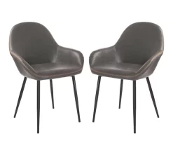 Glitzhome Mid-Century Modern Faux Leather Dining Chairs, 2-Pack