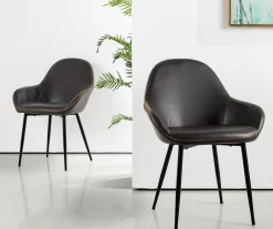 Glitzhome Mid-Century Modern Faux Leather Dining Chairs, 2-Pack -Deco Haven Shop 810598715 A0 4 1