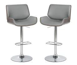 Glitzhome Mid-Century Modern Faux Leather & Chrome Adjustable Bar Stools, 2-Pack -Deco Haven Shop 810598739 A0 1