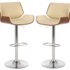 Glitzhome Mid-Century Modern Faux Leather & Chrome Adjustable Bar Stools, 2-Pack
