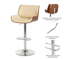 Glitzhome Mid-Century Modern Faux Leather & Chrome Adjustable Bar Stools, 2-Pack -Deco Haven Shop 810598740 A0 6