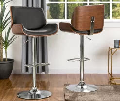 Glitzhome Mid-Century Modern Faux Leather & Chrome Adjustable Bar Stools, 2-Pack -Deco Haven Shop 810598742 A0 2