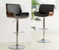 Glitzhome Mid-Century Modern Faux Leather & Chrome Adjustable Bar Stools, 2-Pack -Deco Haven Shop 810598742 A0 3