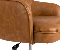 Caramel Brown Faux Leather Tufted Adjustable Office Chair -Deco Haven Shop 810598931 A0 4