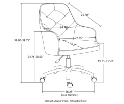 Caramel Brown Faux Leather Tufted Adjustable Office Chair -Deco Haven Shop 810598931 A0 8