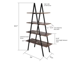 Walnut Modern A-Frame 4-Shelf Bookcase 13 Walnut Modern A-Frame 4-Shelf Bookcase -Deco Haven Shop 810598942 A0 7