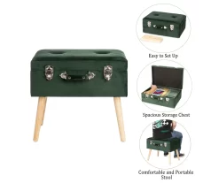 Glitzhome Velvet Suitcase Storage Stool -Deco Haven Shop 810598947 A0 7