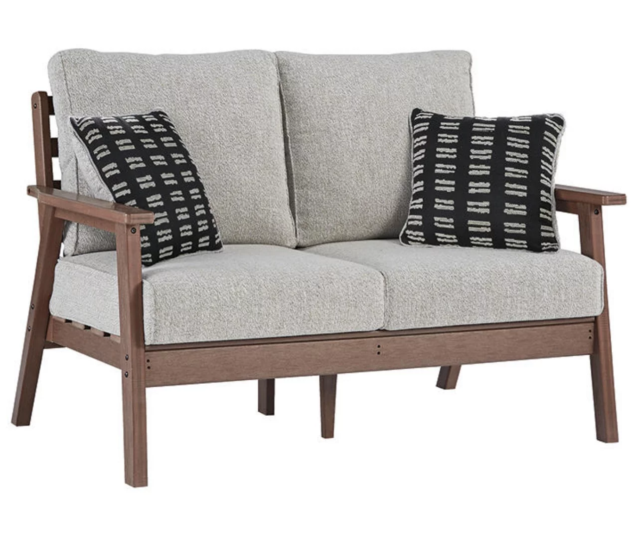 Emmeline Wood Look Cushioned Patio Loveseat 2 Emmeline Wood Look Cushioned Patio Loveseat - Image 2