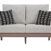 Emmeline Wood Look Cushioned Patio Loveseat