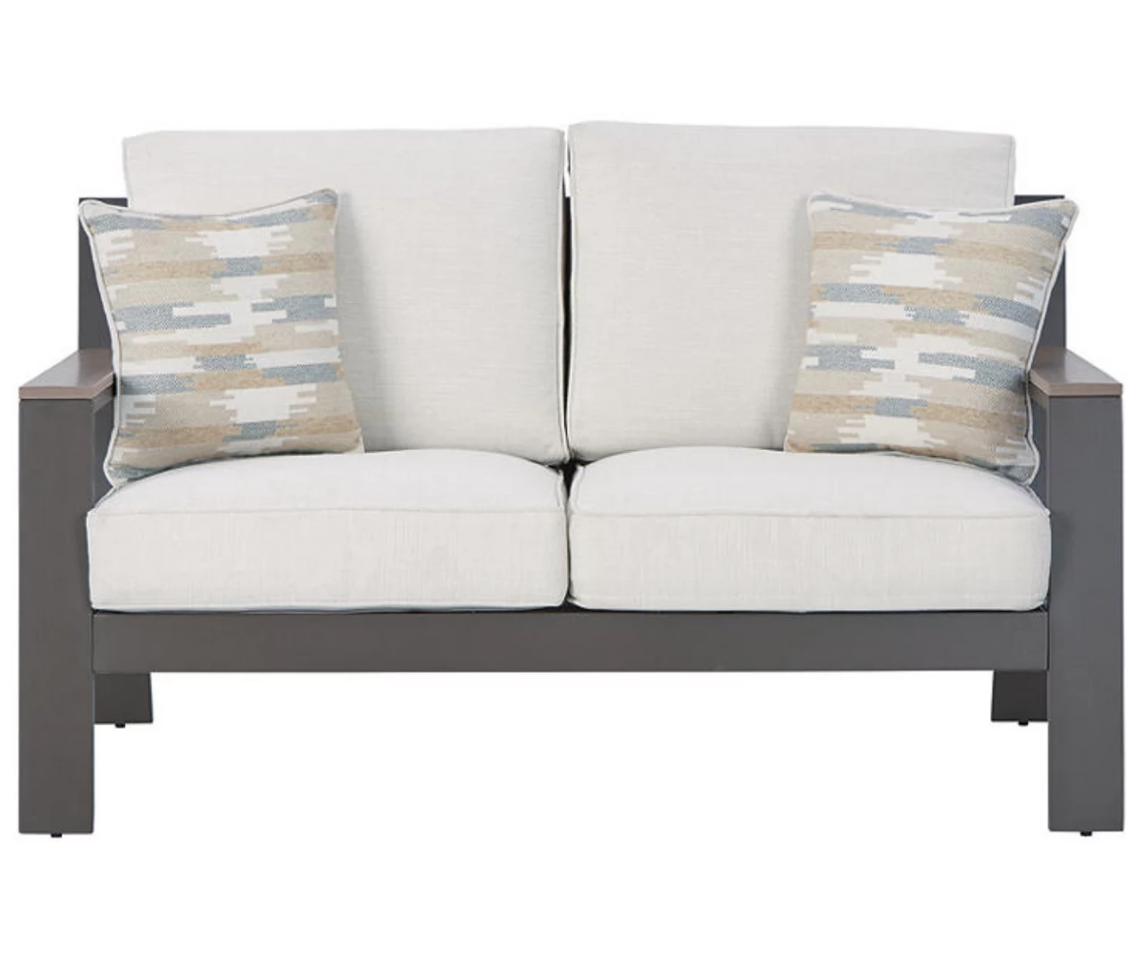 Tropicava Wood Look & Metal Cushioned Patio Loveseat 1 Tropicava Wood Look & Metal Cushioned Patio Loveseat