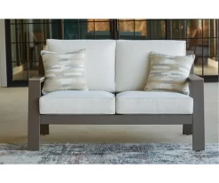 Tropicava Wood Look & Metal Cushioned Patio Loveseat 9 Tropicava Wood Look & Metal Cushioned Patio Loveseat -Deco Haven Shop 810599415 5