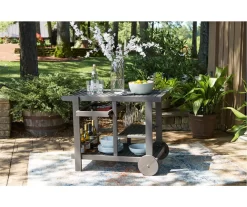 Kailani Gray Rolling Patio Serving Cart -Deco Haven Shop 810599455 1