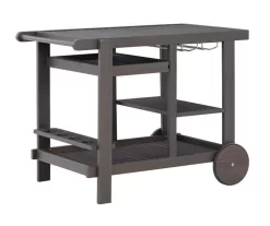 Kailani Gray Rolling Patio Serving Cart