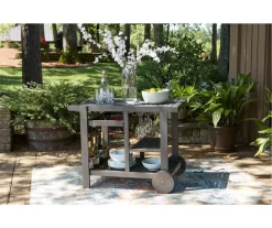 Kailani Gray Rolling Patio Serving Cart -Deco Haven Shop 810599455 4