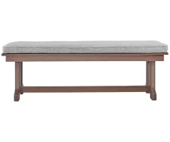 Emmeline Wood Look Cushioned Patio Bench