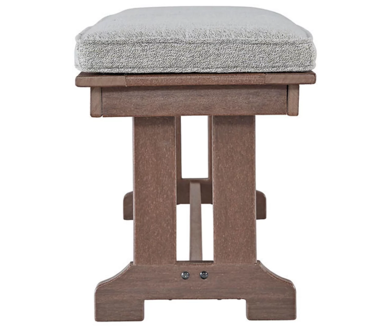 Emmeline Wood Look Cushioned Patio Bench 3 Emmeline Wood Look Cushioned Patio Bench - Image 3